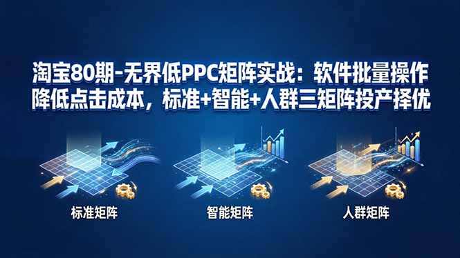 淘宝80期-无界低PPC矩阵实战：软件批量操作降低点击成本，标准+智能+人群三矩阵投产择优-时光论坛