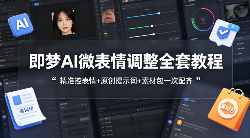 即梦AI微表情调整全套教程,精准控表情+原创提示词+素材包一次配齐
