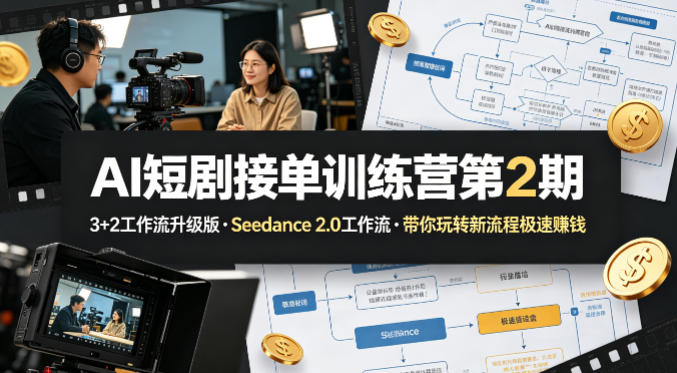 AI短剧接单训练营第2期，3+2工作流升级版，Seedance 2.0工作流，带你玩转新流程极速賺钱-时光论坛
