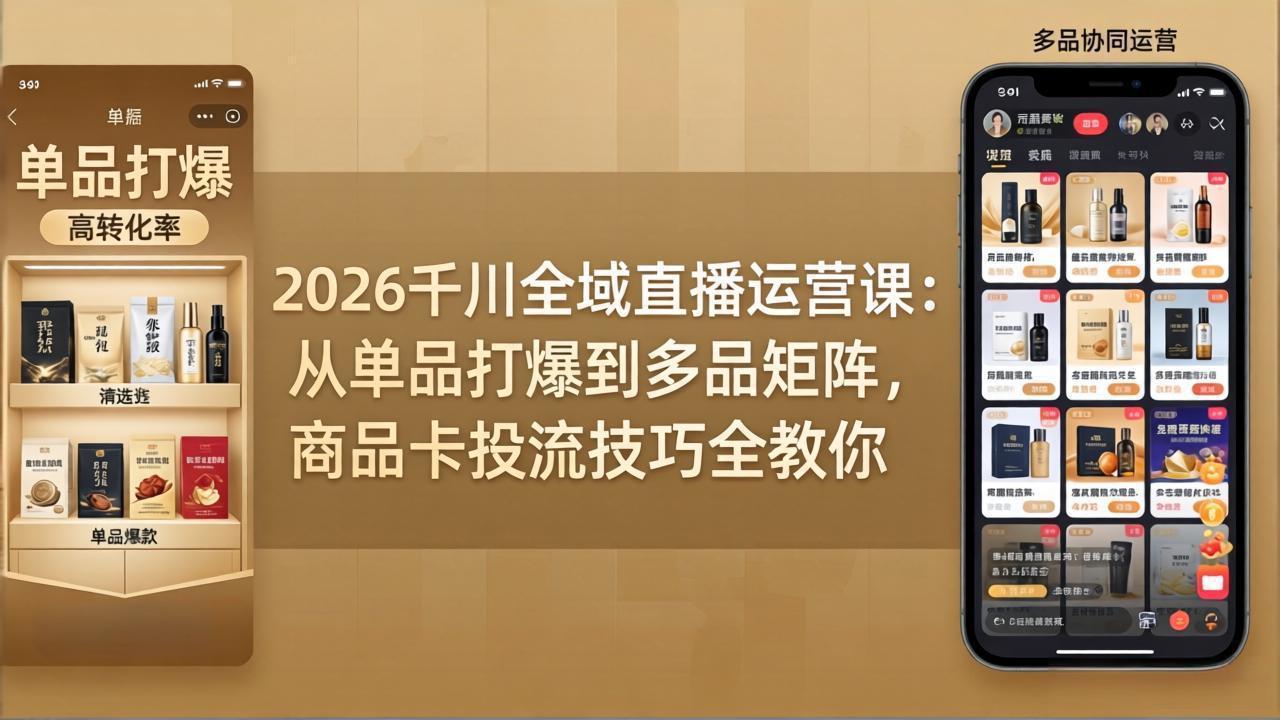 2026千川全域直播运营课：从单品打爆到多品矩阵，商品卡投流技巧全教你-时光论坛