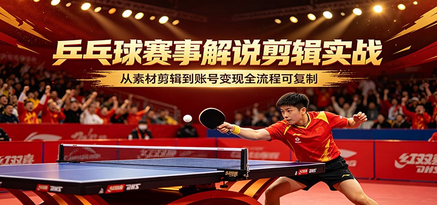 乒乓球赛事解说剪辑实战，从素材剪辑到账号变现全流程可复制-时光论坛