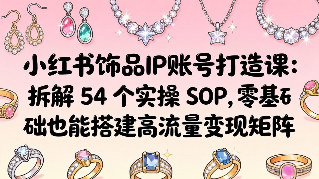 小红书饰品IP账号打造课：拆解 54 个实操 SOP，零基础也能搭建高流量变现矩阵-时光论坛