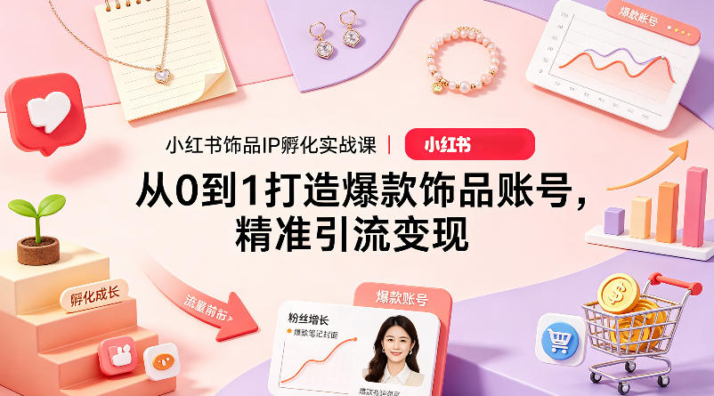 小红书饰品IP孵化实战课｜从0到1打造爆款饰品账号，精准引流变现-时光论坛