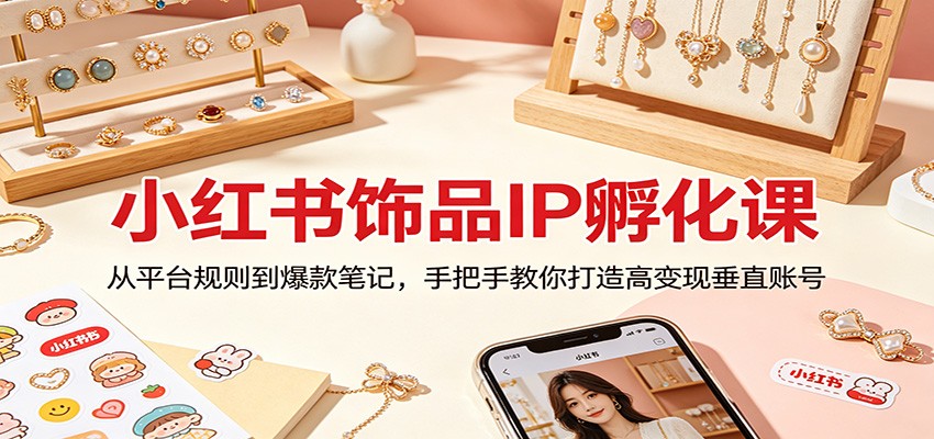小红书饰品IP孵化课：从平台规则到爆款笔记，手把手教你打造高变现垂直账号-时光论坛