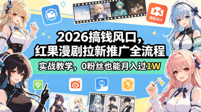 2026搞钱风口，红果漫剧拉新推广全流程实战教学，0粉丝也能月入过1W-时光论坛