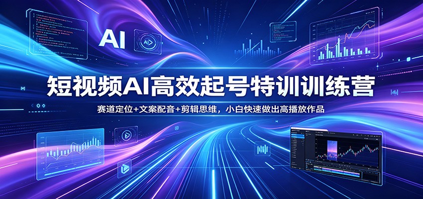 短视频AI高效起号特训训练营：赛道定位+文案配音+剪辑思维，小白快速做出高播放作品-时光论坛