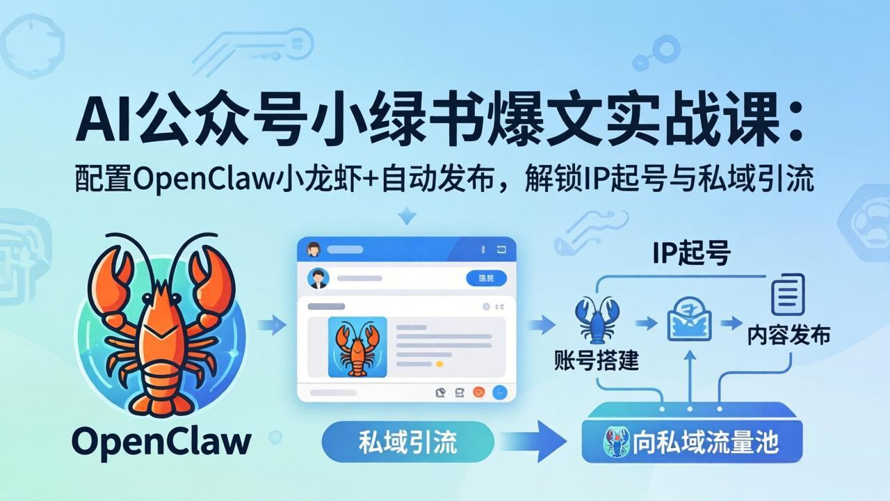 AI公众号小绿书变现实战课：小绿书爆文写作+OpenClaw自动发布，解锁IP起号与私域引流-时光论坛