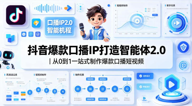 抖音爆款口播IP打造智能体2.0｜从0到1一站式制作爆款口播短视频-时光论坛