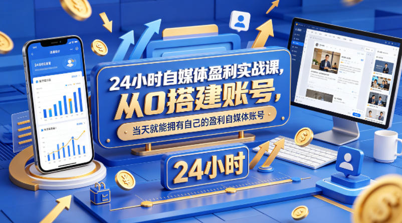 24小时自媒体盈利实战课，从0搭建账号，当天就能拥有自己的盈利自媒体账号-时光论坛