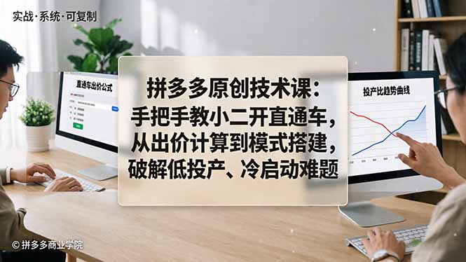 拼多多原创技术课：手把手教小二开直通车，从出价计算到模式搭建，破解低投产、冷启动难题-时光论坛