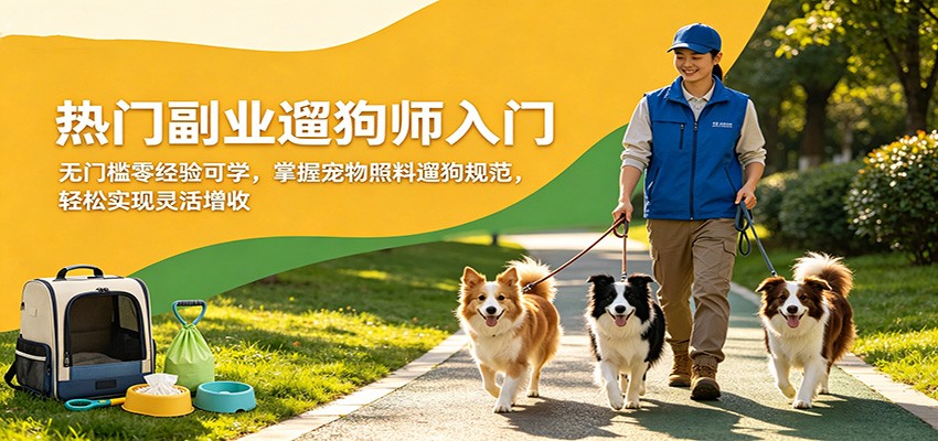 热门副业遛狗师入门，无门槛零经验可学，掌握宠物照料遛狗规范，轻松实现灵活增收-时光论坛