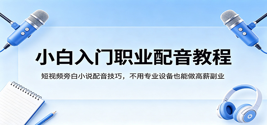 小白入门职业配音教程，短视频旁白小说配音技巧，不用专业设备也能做高薪副业-时光论坛