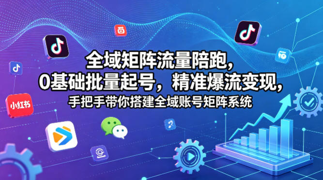 全域矩阵流量陪跑，0基础批量起号，精准爆流变现，手把手带你搭建全域账号矩阵系统-时光论坛