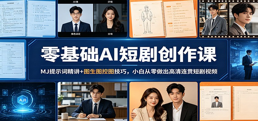 零基础AI短剧创作课：MJ提示词精讲+图生图控图技巧，小白从零做出高清连贯短剧视频-时光论坛