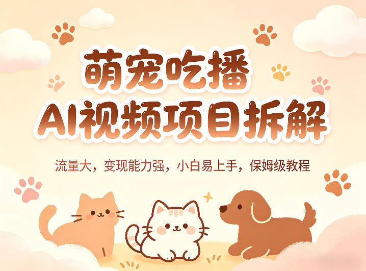 萌宠吃播AI视频项目拆解，流量大，变现能力强，小白易上手，保姆级教程-时光论坛