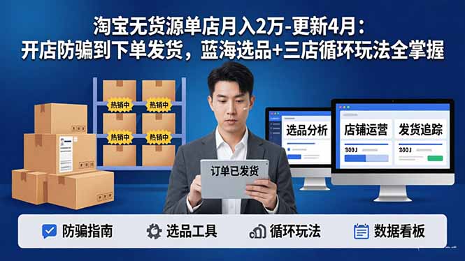 淘宝无货源5.0单店月入2万-更新4月：开店防骗到下单发货，蓝海选品+三店循环玩法全掌握-时光论坛
