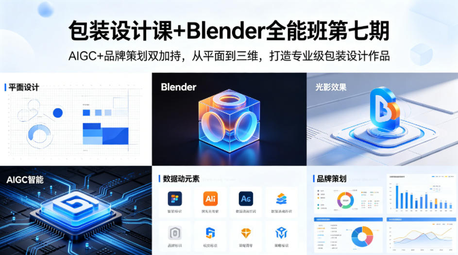 包装设计课+Blender全能班第七期，AIGC+品牌策划双加持，从平面到三维，打造专业级包装设计作品-时光论坛