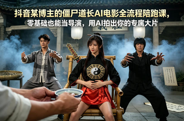抖音某博主的僵尸道长AI电影全流程陪跑课，零基础也能当导演，用AI拍出你的专属大片-时光论坛