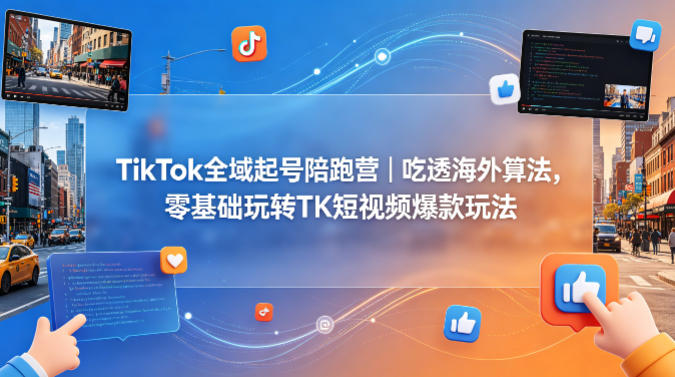TikTok全域起号陪跑营｜吃透海外算法，零基础玩转TK短视频爆款玩法-时光论坛