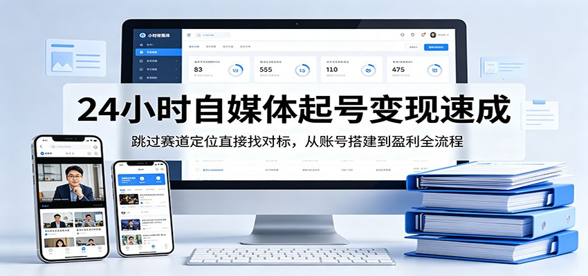 24小时自媒体起号变现速成，跳过赛道定位直接找对标，从账号搭建到盈利全流程-时光论坛