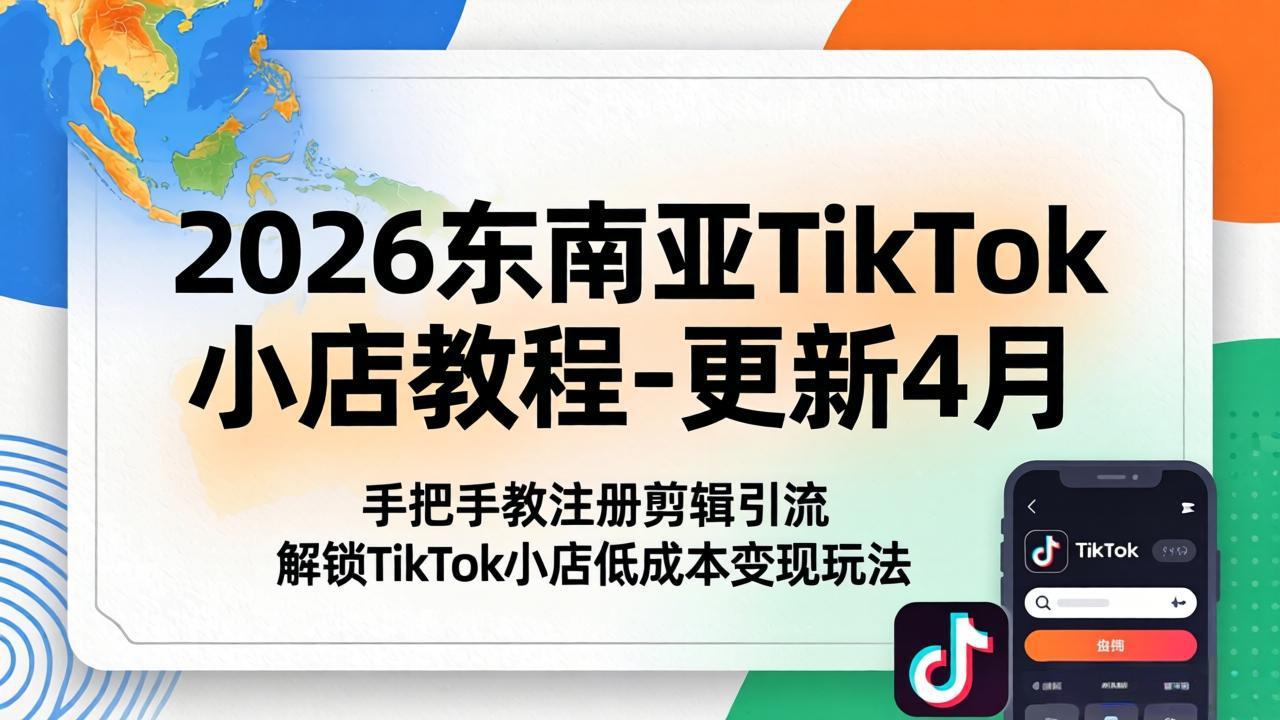 2026东南亚TikTok小店教程-更新4月，手把手教注册剪辑引流，解锁TikTok小店低成本变现玩法-时光论坛