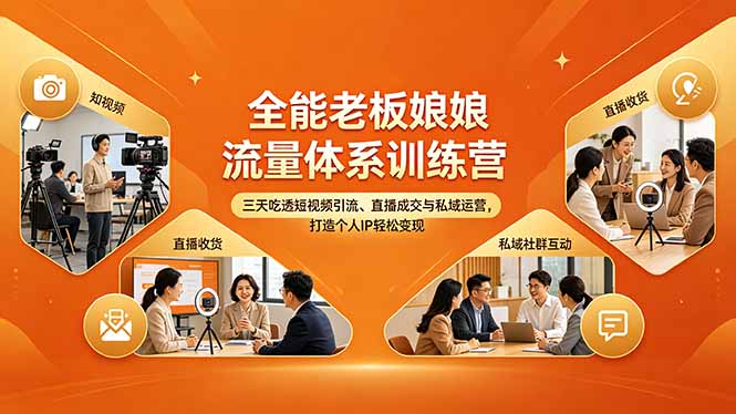 全能老板娘流量体系训练营，三天吃透短视频引流、直播成交与私域运营，打造个人IP轻松变现-时光论坛