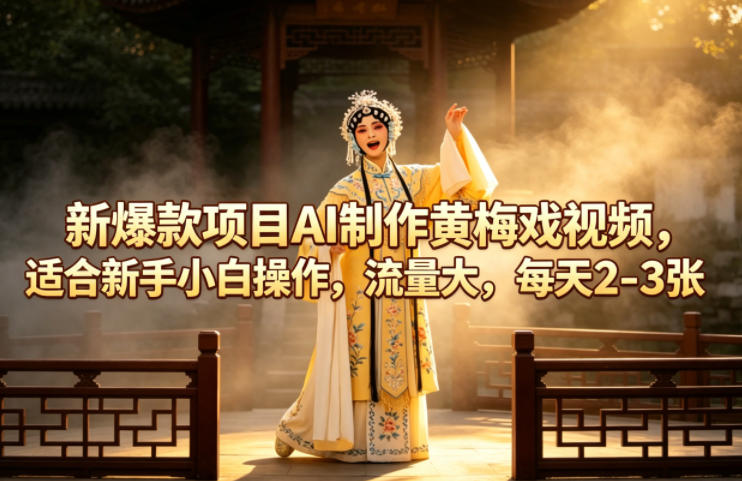 新爆款项目AI制作黄梅戏视频，适合新手小白操作，流量大，每天2-3张-时光论坛