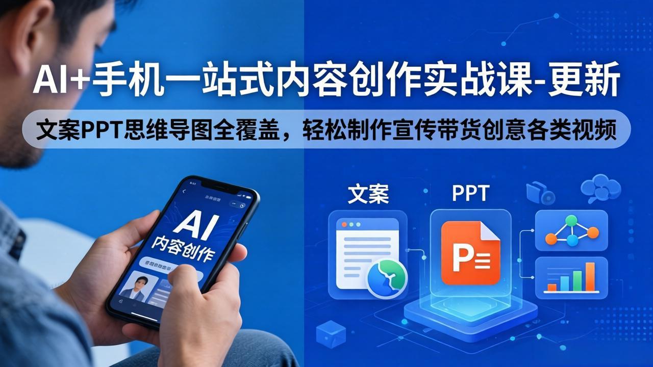 AI+手机一站式内容创作实战课-更新，文案PPT思维导图全覆盖，轻松制作宣传带货创意各类视频-时光论坛