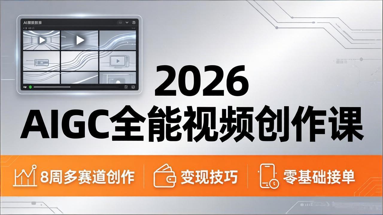 2026AIGC全能视频创作课，8周吃透多赛道创作+变现，零基础也能高效出片接单-时光论坛