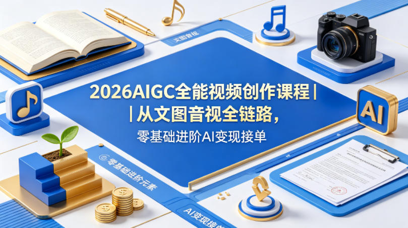 2026AIGC全能视频创作课程｜从文图音视全链路，零基础进阶AI变现接单-时光论坛