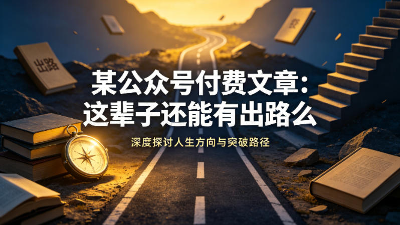 某公众号付费文章：这辈子还能有出路么-时光论坛