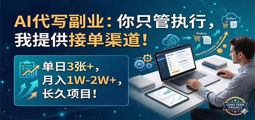 AI代写副业：你只管执行，我提供接单渠道！单日3张+，月入1W-2W+，长久项目-时光论坛