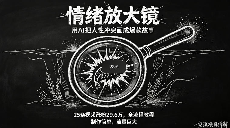 AI制作“情绪放大镜“视频，25条视频涨粉29.6W粉，流量巨大，制作简单，全流程教程-时光论坛