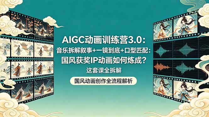 AIGC动画训练营3.0：音乐拆解叙事+一镜到底+口型匹配：国风获奖IP动画如何炼成？这套课全拆解-时光论坛