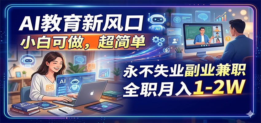 AI教育新风口，小白可做，超简单，永不失业副业兼职 全职月入1-2W-时光论坛
