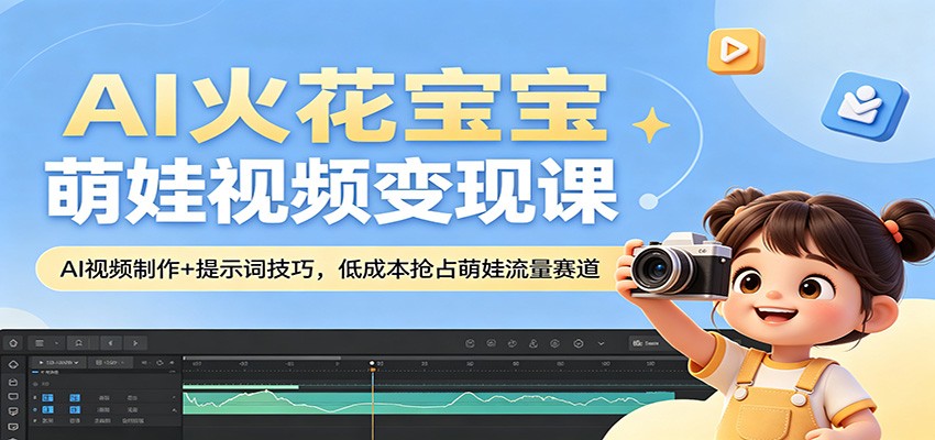 AI火花宝宝萌娃视频变现课：AI视频制作+提示词技巧，低成本抢占萌娃流量赛道-时光论坛