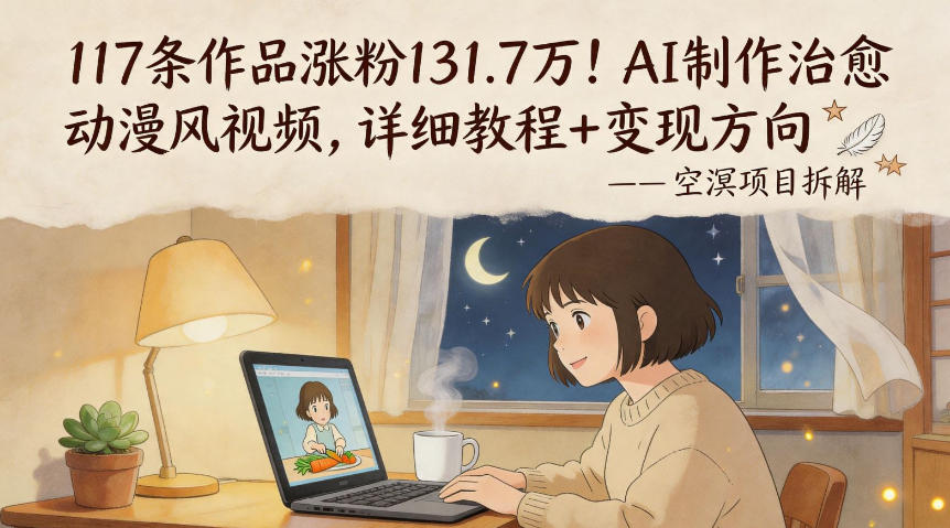 117条作品涨粉131.7W！AI制作治愈动漫风视频，详细教程+变现方向-时光论坛