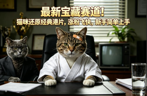 最新宝藏赛道！猫咪还原经典港片，涨粉飞快，新手简单上手-时光论坛