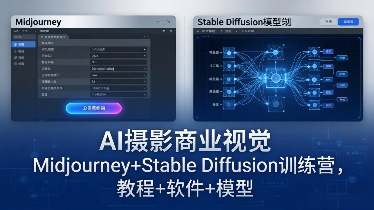 AI摄影商业视觉Midjourney+Stable Diffusion训练营，教程+软件+模型-时光论坛