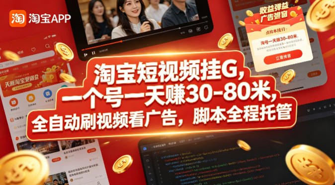 淘宝短视频挂G，一个号一天 賺30-80米，全自动刷视频看广告，脚本全程托管【揭秘】-时光论坛