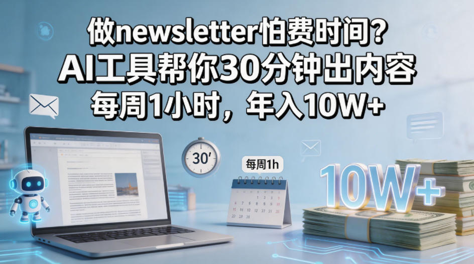 做newsletter怕费时间？AI工具帮你30分钟出内容，每周1小时，年入10W+！【原创双语字幕】-时光论坛
