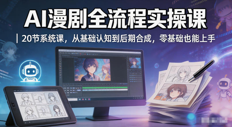AI漫剧全流程实操课｜20节系统课，从基础认知到后期合成，零基础也能上手-时光论坛