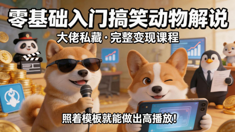 零基础入门搞笑动物解说，大佬私藏完整变现课程，照着模板就能做出高播放-时光论坛